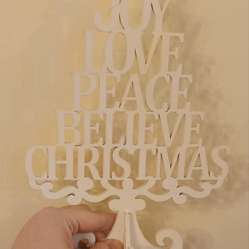 Wooden Christmas Tree Decoration with Inscription 29.5cm new