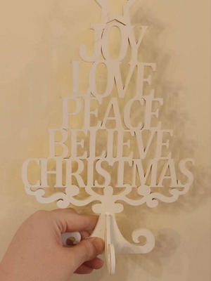 Wooden Christmas Tree Decoration with Inscription 29.5cm new