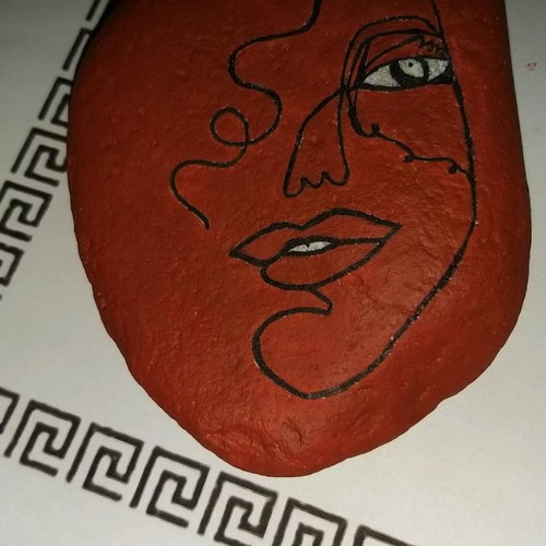 Decorative stone painted with tempera custom made