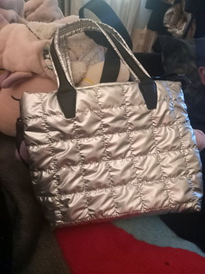Silver handbag like new with large strap