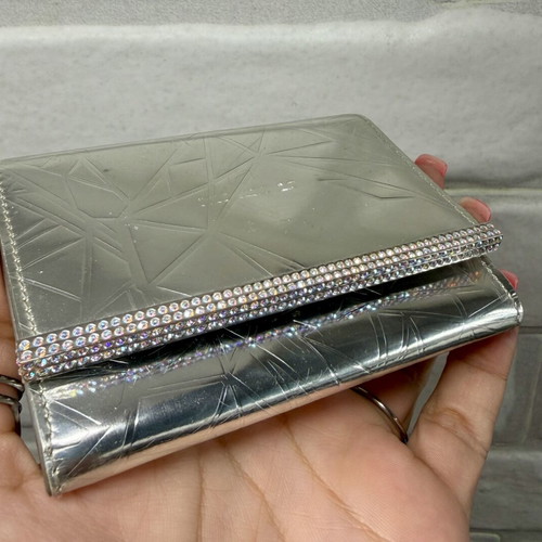 Swarovski Small Wallet, silver with crystal detailing