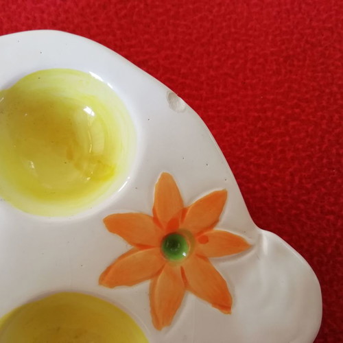 Easter egg holder bunny used, ceramic with 6 slots