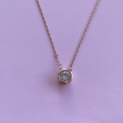 Silver necklace 925 rose gold solitaire like new