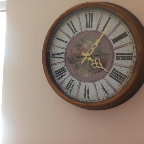 Custom silent metal wall clock 40.5 cm with decoupage