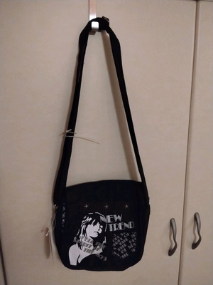 Fabric shoulder bag crossbody new, black and white