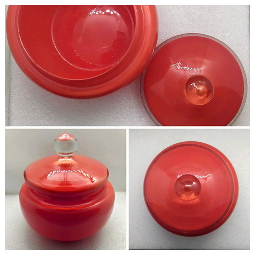 Vintage red glass fondantière from the 1950s like new