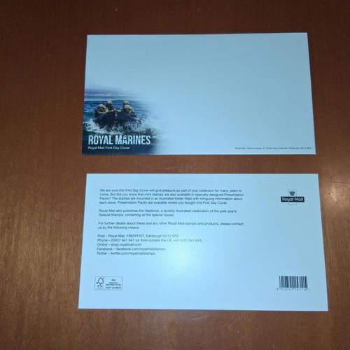Royal Marines Royal Mail First Day Cover envelope with single sheet