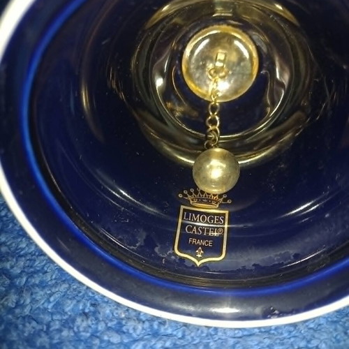 Limoges porcelain bell used with cobalt blue and 22k gold details