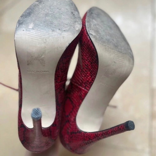 Mary Jane red snake print leather heels like new, size 37