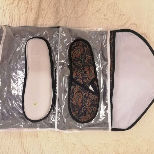 Vintage Quilted Travel Set with Women's Slippers Size 39, Like New