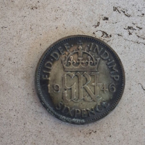 6 Pence 1946 England used, 50% silver coin