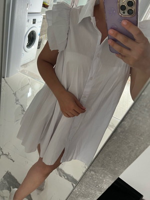 Cotton shirt new, loose fit with pockets, white, size M-L