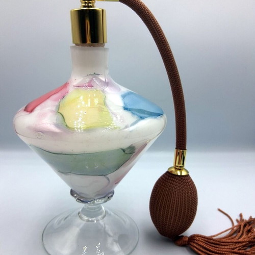 Vintage glass perfume bottle with new atomizer