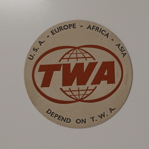TWA coaster used, airline memorabilia, diameter 10.9cm