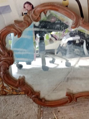 Mirror with wooden frame used, brown wood, 79x50 cm