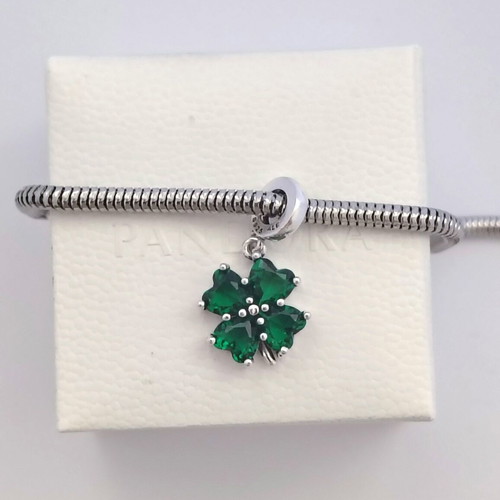 Pandora Four-Leaf Clover Charm S925 ALE new, green and silver