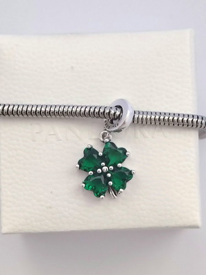 Pandora Four-Leaf Clover Charm S925 ALE new, green and silver