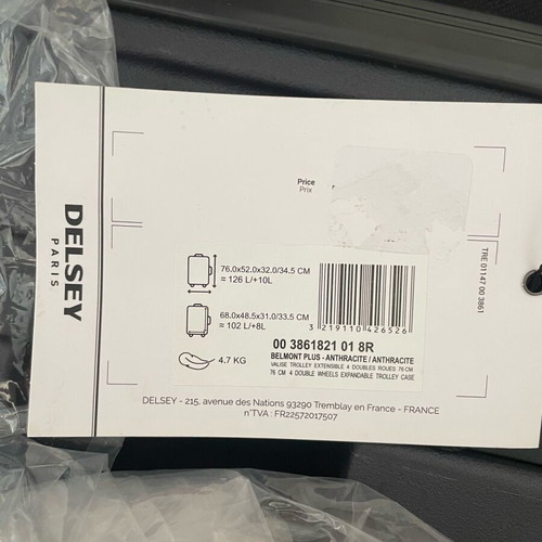 Delsey large suitcase new gray