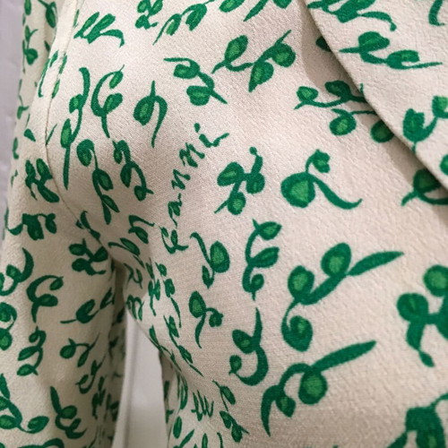 GANNI Printed Crepe Wrap Dress like new, green leaf pattern