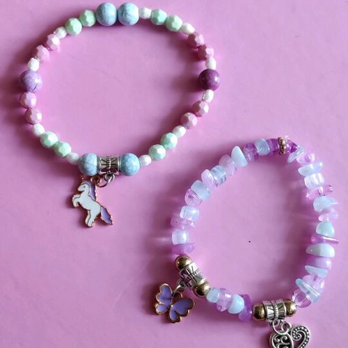 Children's bracelets like new, set of 2 with beads and charms