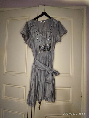 Silver Mini Dress like new with metallic glam and studs
