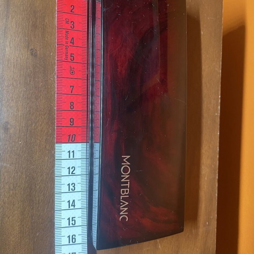 Montblanc vintage pen case with marbled red and black finish