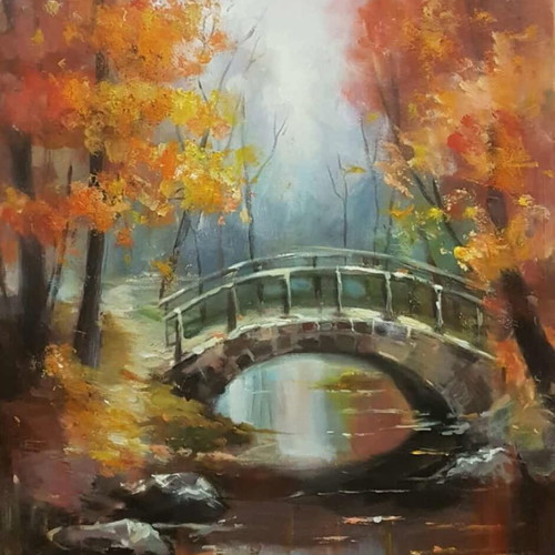 Oil painting Esenna Idiliya new, 50x40 cm, oil and acrylic paints
