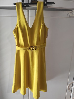 Women's dress new yellow with integrated belt