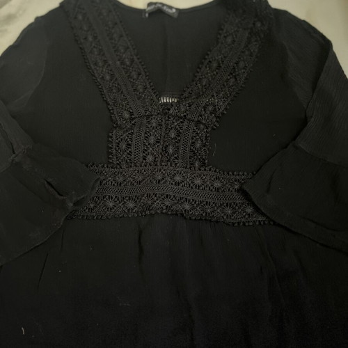 Boho cotton tunic Bianco Su Nero black XL/XXL like new with lace