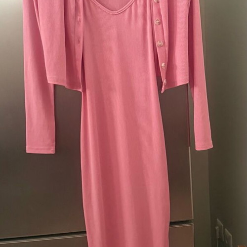Dress and cardigan pink like new