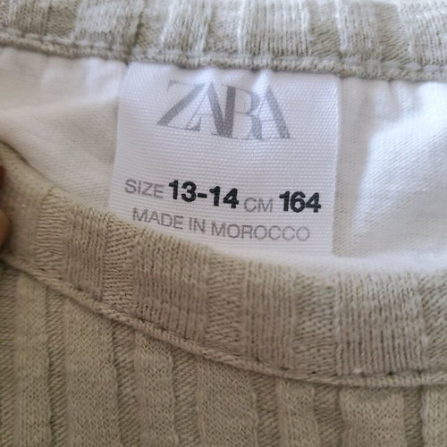 Zara white blouse shirt with sewn beige rib vest 14 years like new