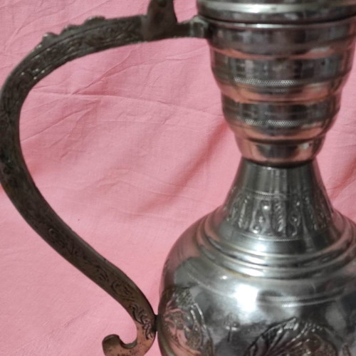 Turkish pitcher used, handmade bronze with engravings