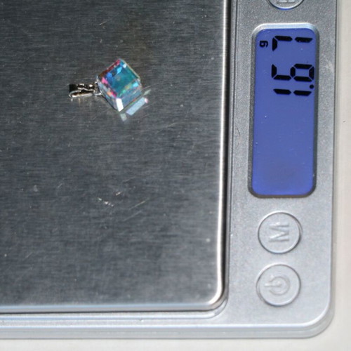 Pendant with crystal and invisible cord sterling silver 925 new