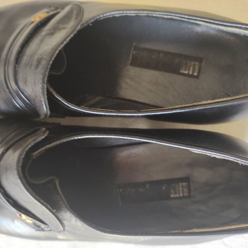 Leather men's dress shoes size 44.5 new, black, Greek craftsmanship