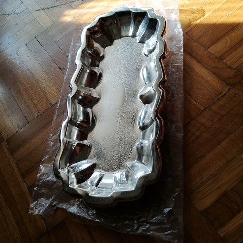 Silver-plated tray with embossed decoration new