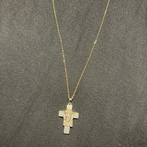 Steel gold cross with diamonds new