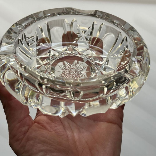 Heavy vintage crystal ashtrays set of 2, carved, like new