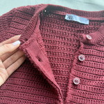 Zara Burgundy Crochet Knit Cardigan XS-S