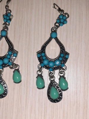 Earrings like new large with blue and light blue stone
