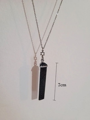 Resin stone necklace triangle like new, handmade