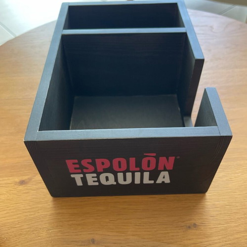 Wooden organizer box with Espolòn Tequila logo new