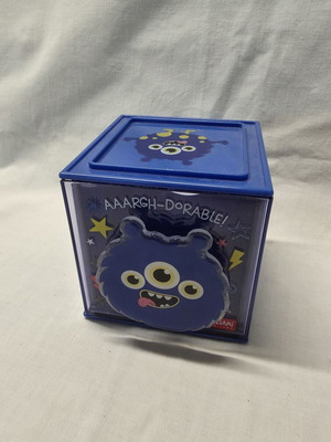 Legami Cutie Cube Monster stacking storage box with drawer used