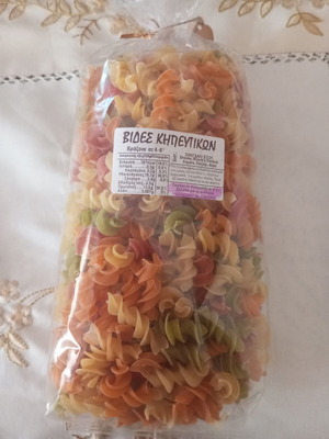 Colored pasta spirals