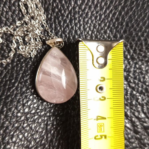 Silver necklace with rose quartz crystal new