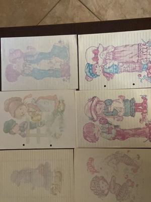Vintage lined letter sheets with Sarah Kay designs, set of 6