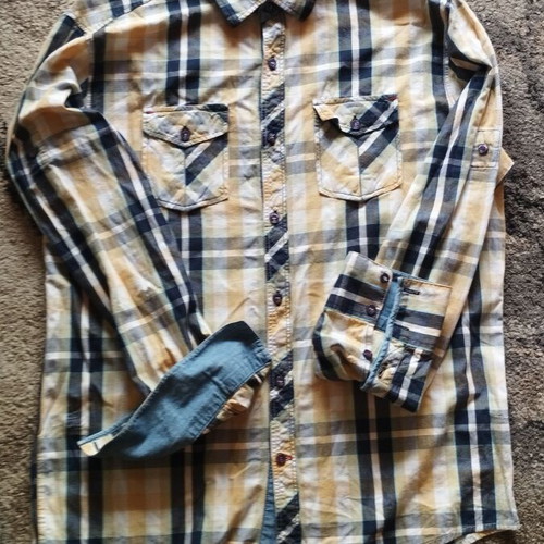 Edward Jeans checked shirt XL like new, beige and blue