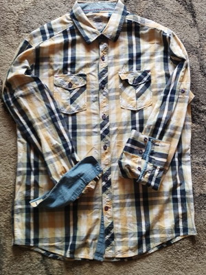 Edward Jeans checked shirt XL like new, beige and blue