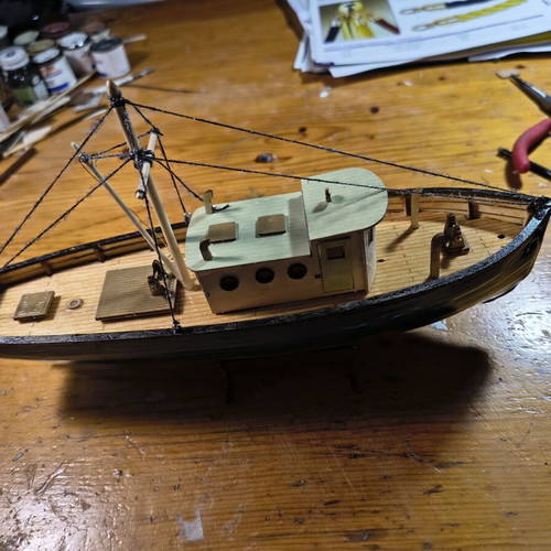 Handmade wooden fishing boat model scale 1:30 new
