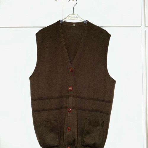 Vintage Men's V-Neck Knitted Vest Brown XXL like new