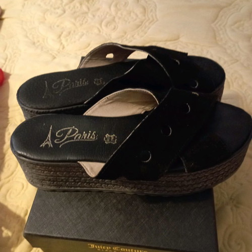 Women's used platform leather sandals size 38 black